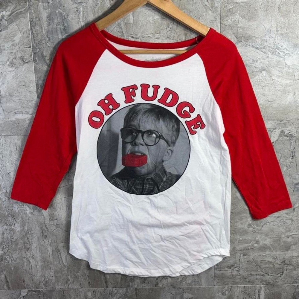 A Christmas Story Oh Fudge red and white baseball tee Size‎ S  Woman's